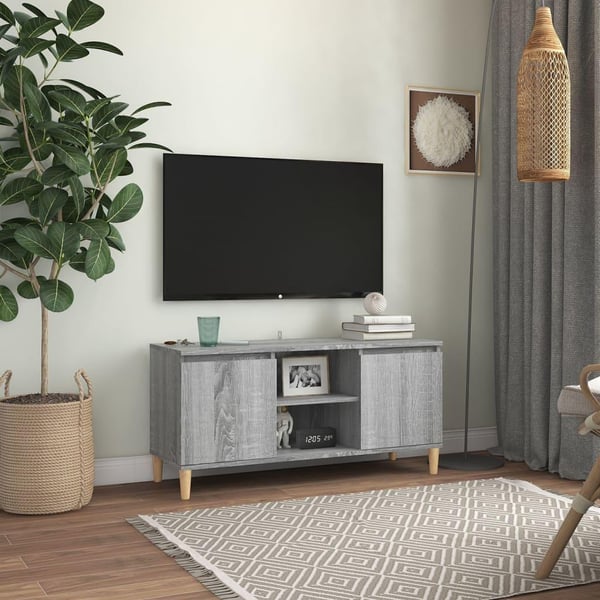 vidaXL TV-benk med ben i heltre grå sonoma 103,5x35x50 cm