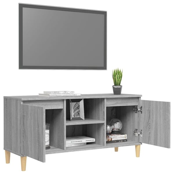 vidaXL TV-benk med ben i heltre grå sonoma 103,5x35x50 cm