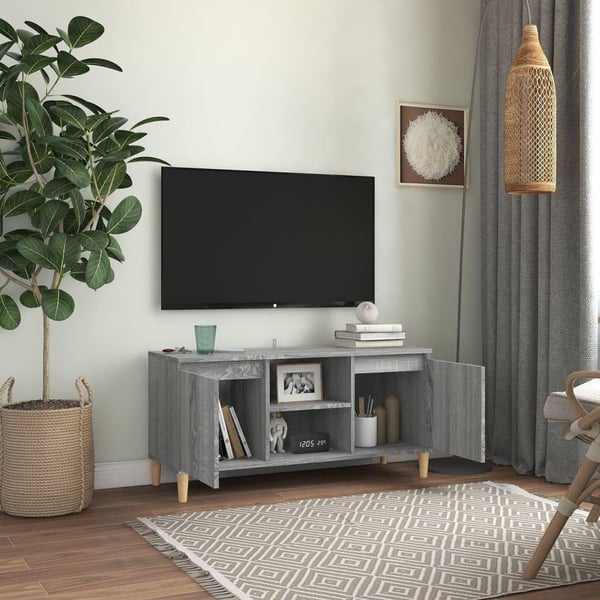 vidaXL TV-benk med ben i heltre grå sonoma 103,5x35x50 cm