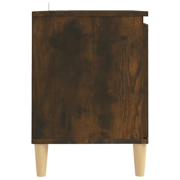 vidaXL tv-bord med massive træben 103,5x35x50 cm røget egetræsfarve
