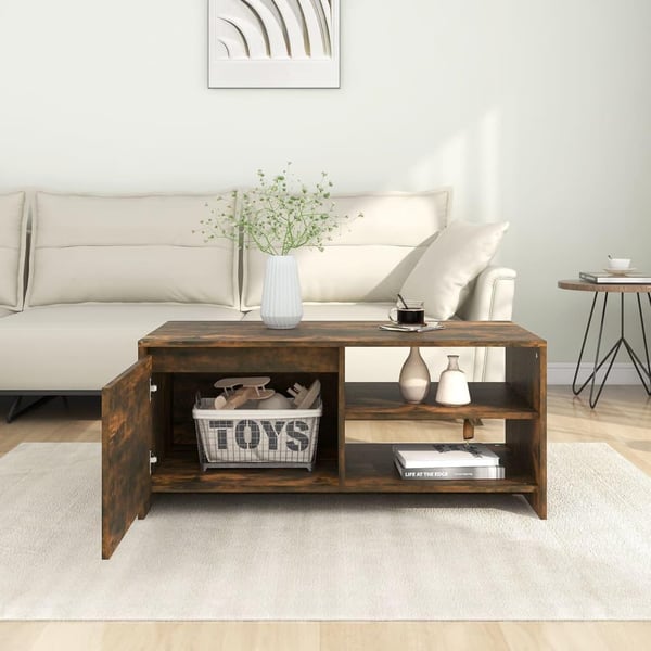 vidaXL sofabord 102x50x45 cm konstrueret træ røget egetræsfarve