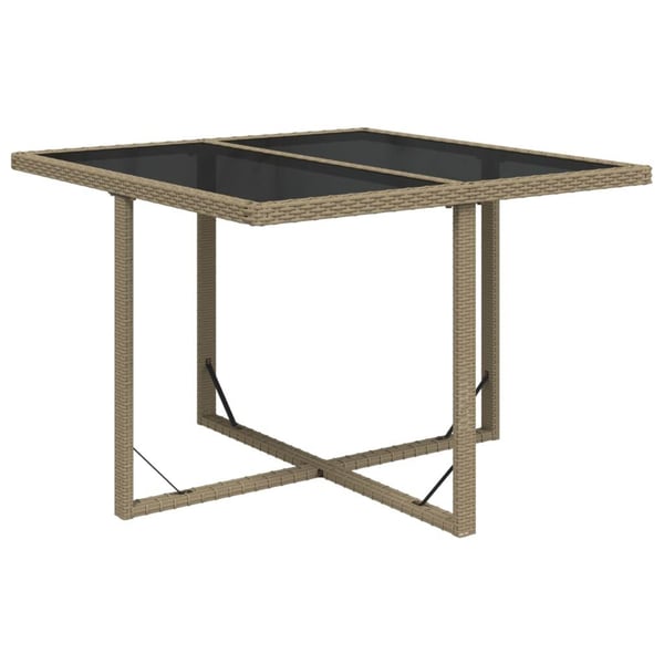 vidaXL Hagebord beige 109x107x74 cm polyrotting og glass