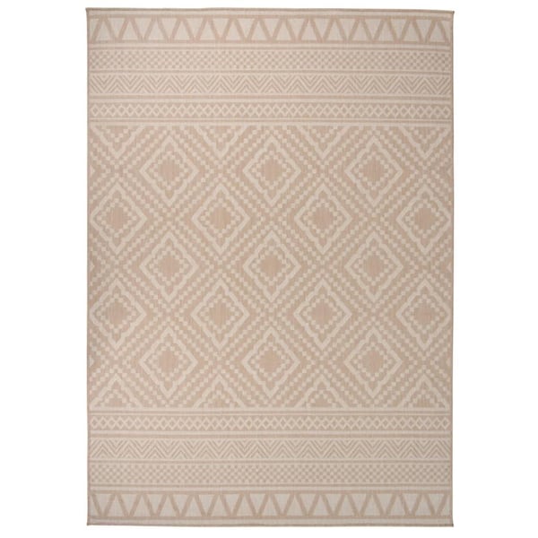 vidaXL Utendørs flatvevd teppe 120x170 cm brun striper
