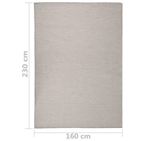 vidaXL Utendørs flatvevd teppe 160x230 cm lysegrå