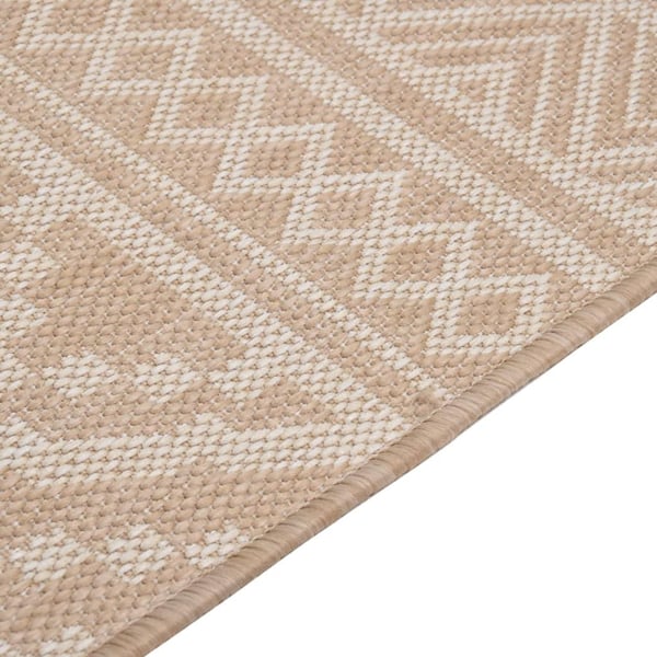 vidaXL Utendørs flatvevd teppe 100x200 cm brun striper