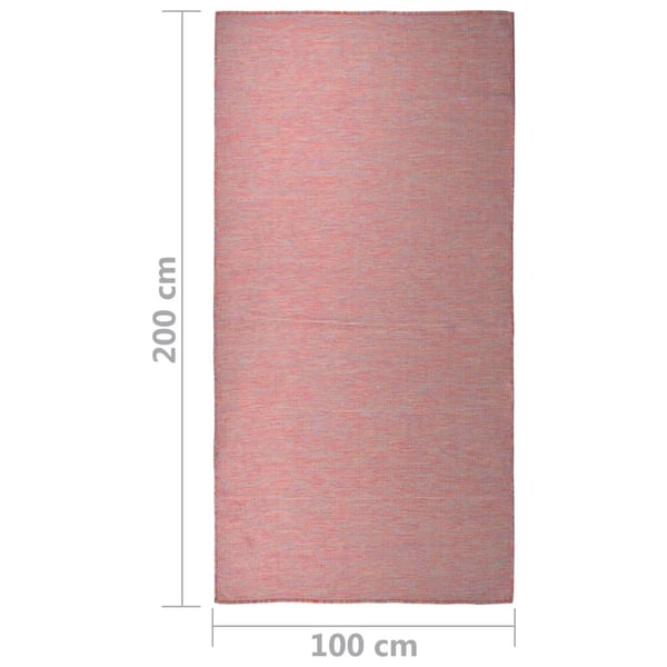 vidaXL Utomhusmatta plattvävd 100x200 cm röd