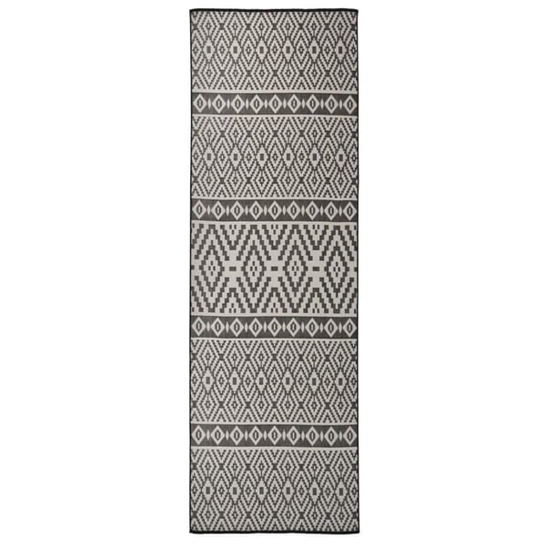 vidaXL fladvævet udendørstæppe 80x250 cm stribet sort
