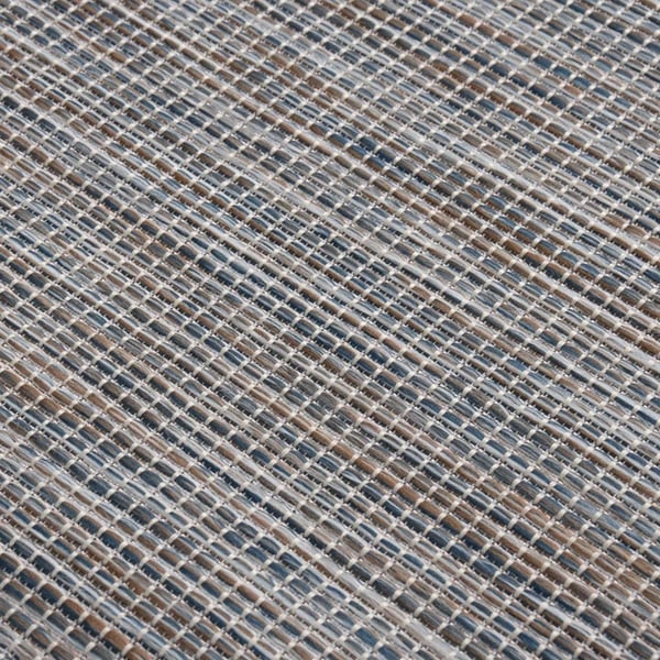 vidaXL Utendørs flatvevd teppe 80x250 cm brun og blå