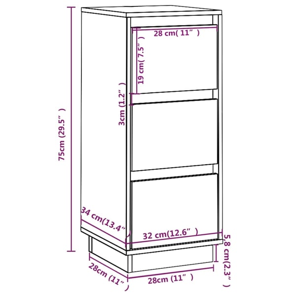vidaXL Senkit 2 kpl valkoinen 32x34x75 cm täysi mänty