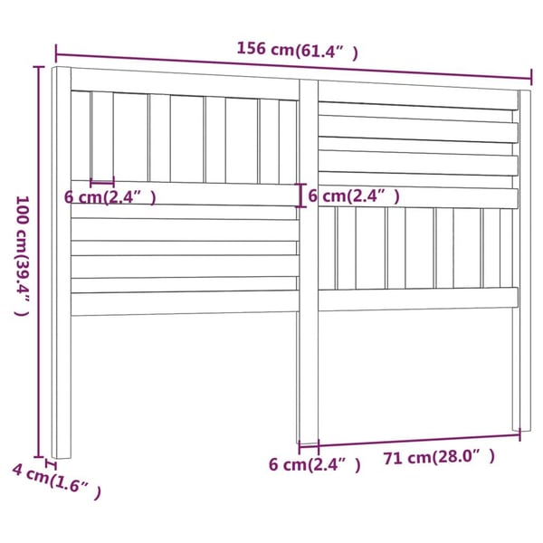 vidaXL Sengegavl honningbrun 156x4x100 cm heltre furu