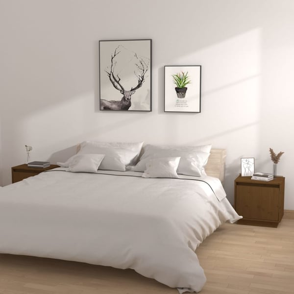 vidaXL sengeborde 2 stk. 40x30x40 cm massivt fyrretræ gyldenbrun