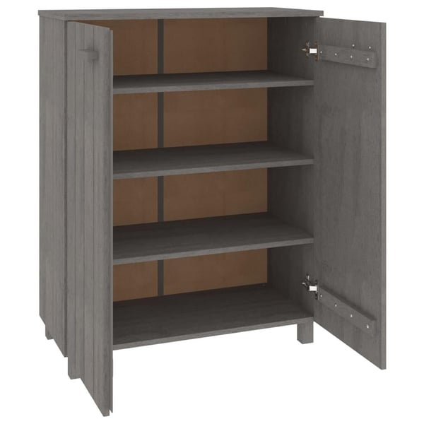vidaXL Skoskap HAMAR lysegrå 85x40x108 cm heltre furu