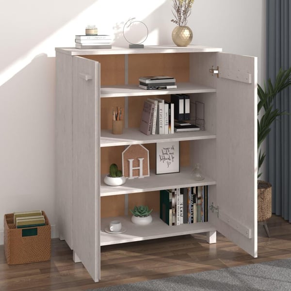 vidaXL Skoskap HAMAR hvit 85x40x108 cm heltre furu