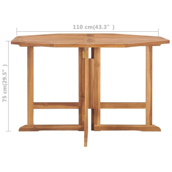 vidaXL foldbart havebord 110x110x75 cm massivt teaktræ