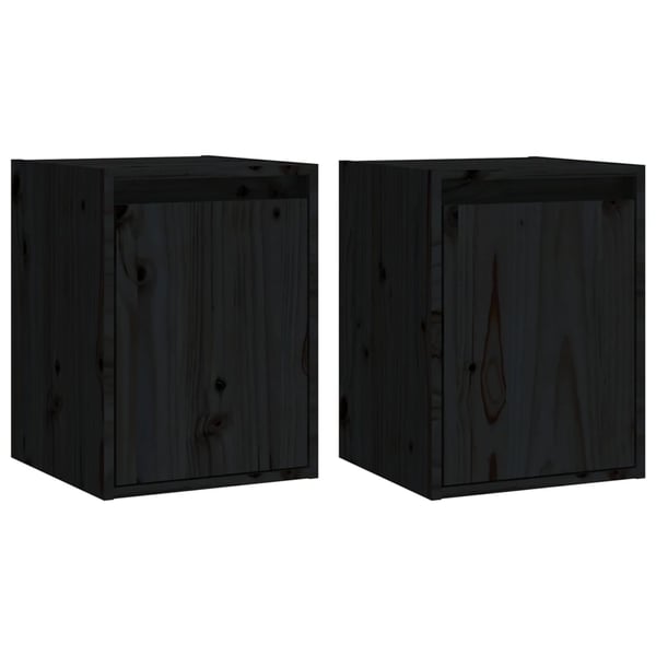 vidaXL Veggskap 2 stk svart 30x30x40 cm heltre furu