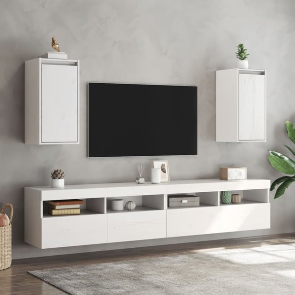 vidaXL vægskabe 2 stk. 30x30x60 cm massivt fyrretræ hvid