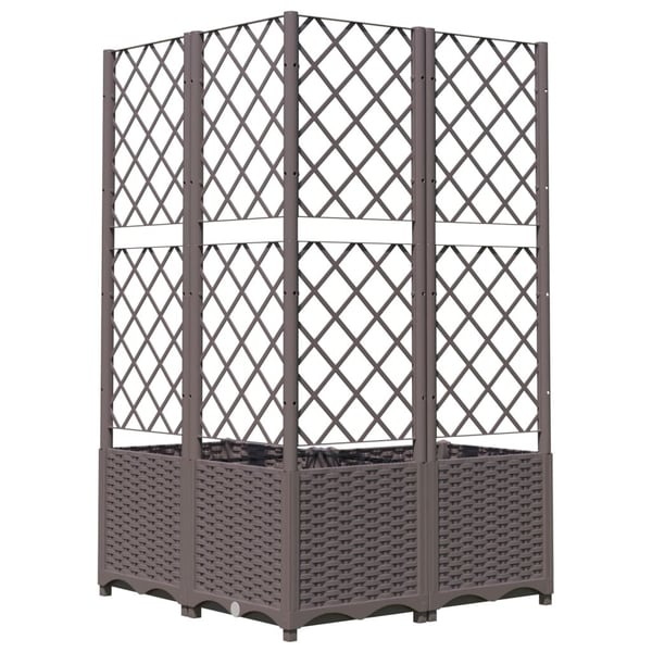 vidaXL Plantekasse med espalier brun 80x80x136 cm PP