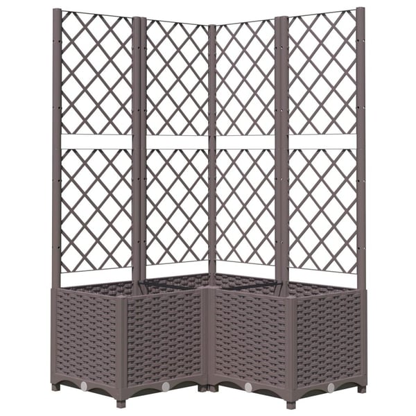 vidaXL Plantekasse med espalier brun 80x80x136 cm PP
