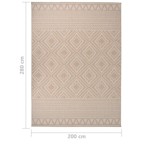 vidaXL Utendørs flatvevd teppe 200x280 cm brun striper