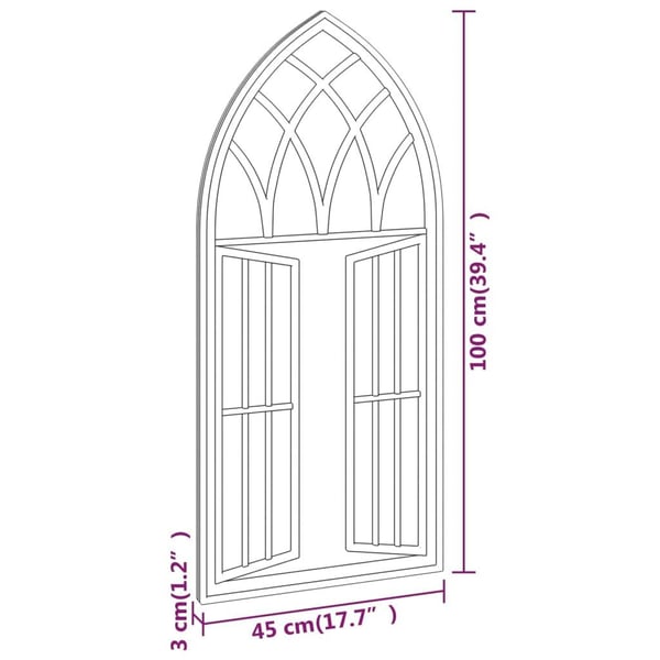 vidaXL havespejl 100x45 cm jern sort