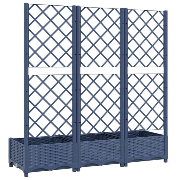 vidaXL Plantekasse med espalier blågrå 120x40x121,5 cm PP