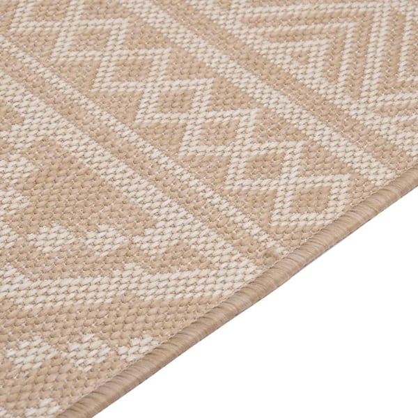 vidaXL Utendørs flatvevd teppe 160x230 cm brun striper