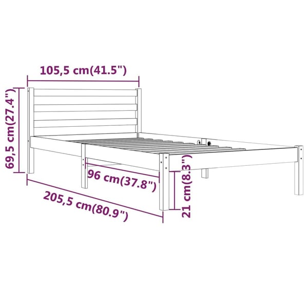 vidaXL Sengeramme heltre furu 100x200 cm