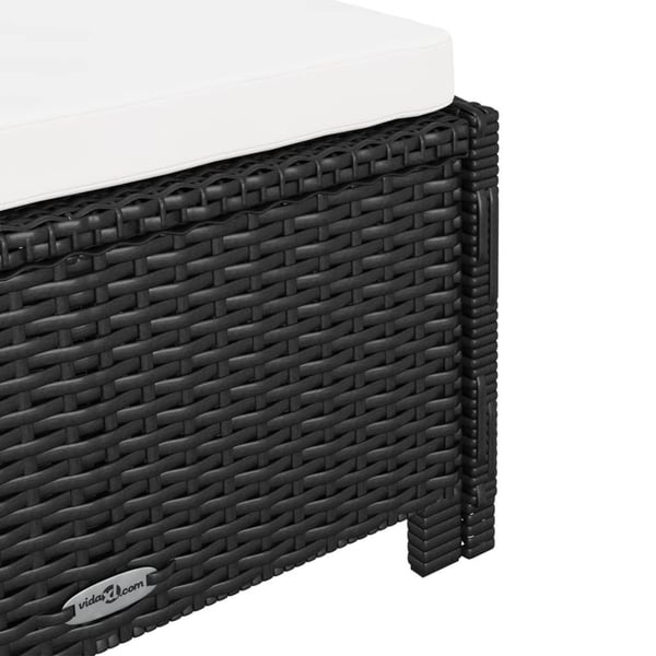 vidaXL liggestol med cremefarvet hynde polyrattan sort