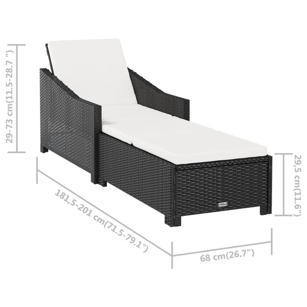 vidaXL liggestol med cremefarvet hynde polyrattan sort