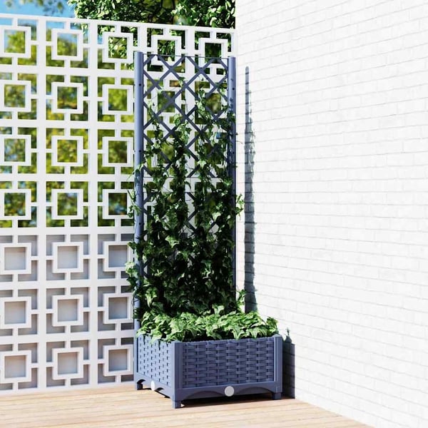 vidaXL Hagepotte med espalier blågrå 40x40x121,5 cm PP