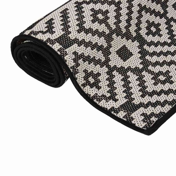 vidaXL Utendørs flatvevd teppe 140x200 cm svart striper