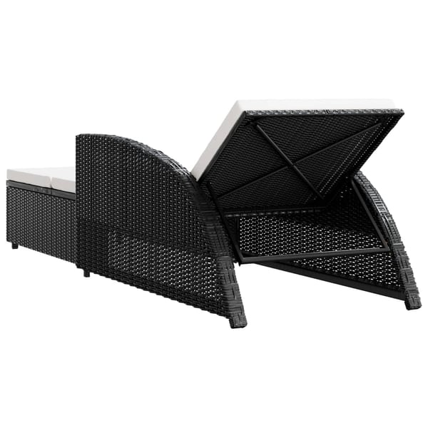 vidaXL liggestol med cremefarvet hynde polyrattan sort