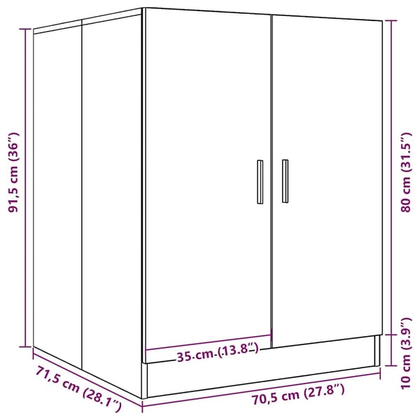 vidaXL Vaskemaskinskap grå sonoma eik 71x71,5x91,5 cm