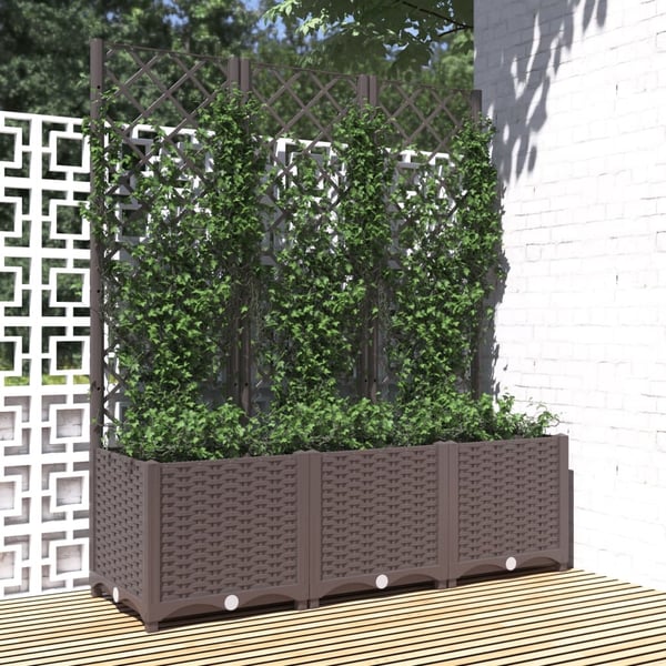 vidaXL Hagepotte med espalier brun 120x40x136 cm PP