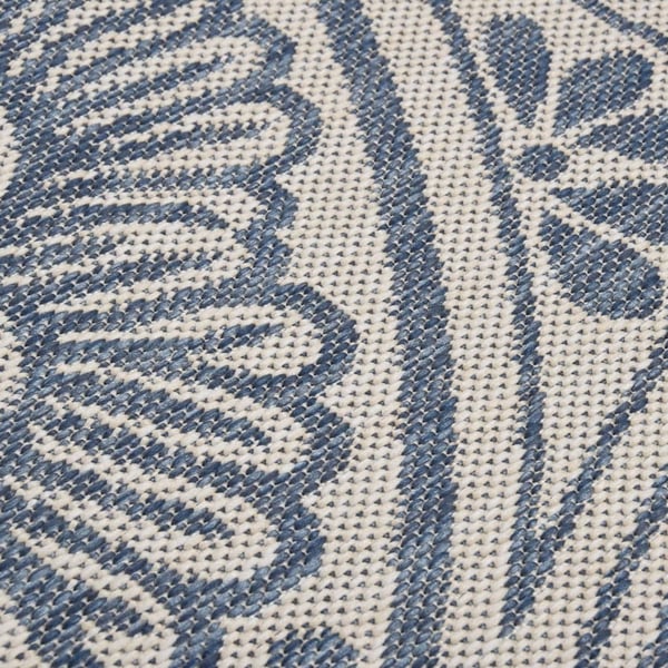vidaXL Ulkomatto Flatweave 140x200 cm sininen kuvio