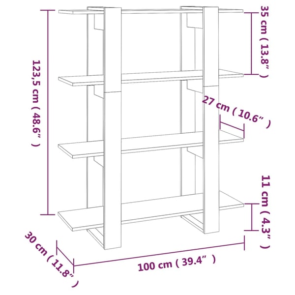 vidaXL bogreol/rumdeler 100x30x123,5 cm sonoma-eg