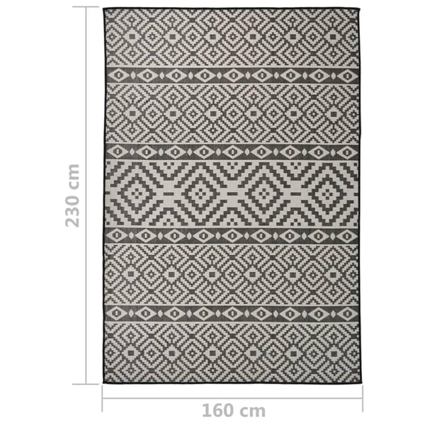 vidaXL Ulkomatto Flatweave 160x230 cm mustat raidat