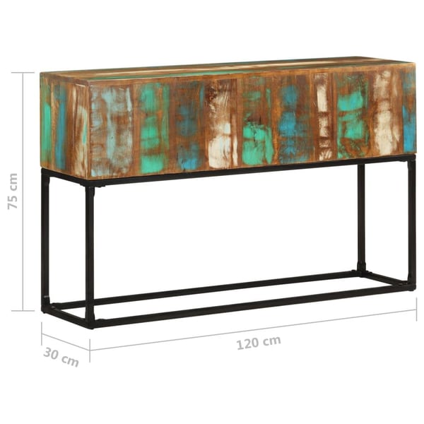 vidaXL konsolbord 120x30x75 cm massivt genbrugstræ