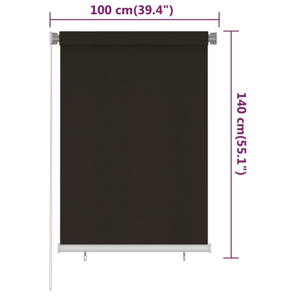 vidaXL Rullgardin utomhus 100x140 cm brun HDPE