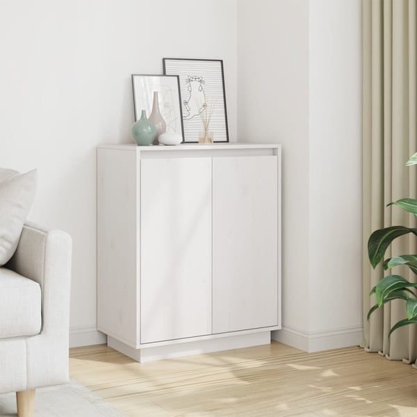vidaXL Skjenk hvit 60x34x75 cm heltre furu