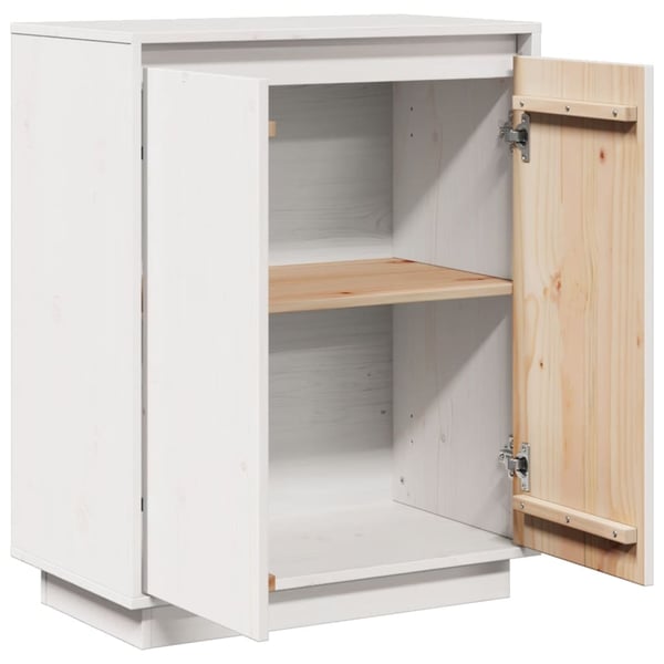 vidaXL Skjenk hvit 60x34x75 cm heltre furu