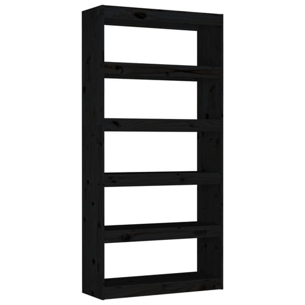 vidaXL Bokhylle/romdeler svart 80x30x167,4 cm heltre furu