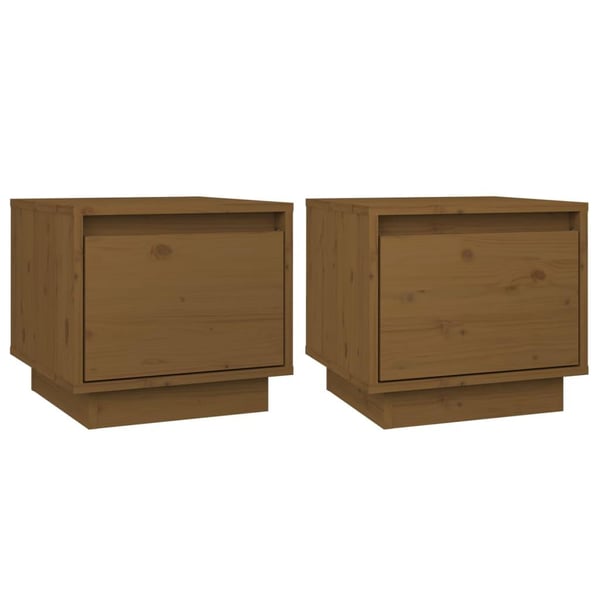 vidaXL Nattbord 2 stk honningbrun 35x34x32 cm heltre furu