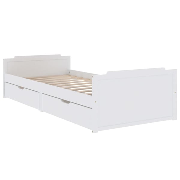 vidaXL Sengeramme med skuffer hvit heltre furu 90x200 cm