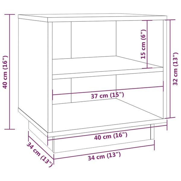 vidaXL Nattbord 40x34x40 cm heltre furu hvit