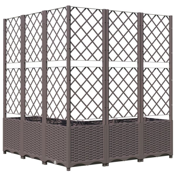 vidaXL Plantekasse med espalier brun 120x120x136 cm PP