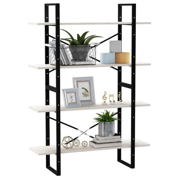 vidaXL bogreol med 4 hylder 100x30x140 cm massivt fyrretræ hvid
