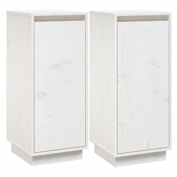 vidaXL skænke 2 stk. 31,5x34x75 cm massivt fyrretræ hvid