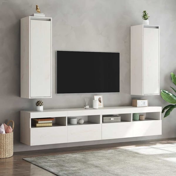 vidaXL Veggskap 2 stk hvit 30x30x100 cm heltre furu
