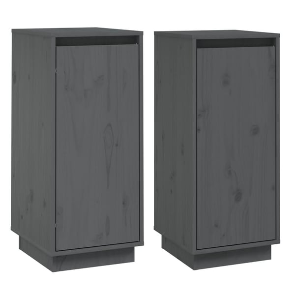 vidaXL Skjenker 2 stk grå 31,5x34x75 cm heltre furu